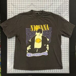NIRVANA Charcoal and Yellow Graphic Tee - Vintage 90s